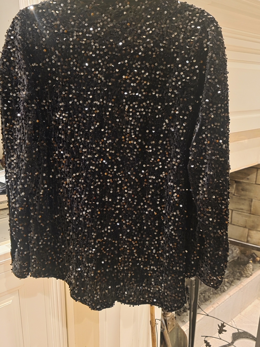 white birch Black Sequin Button-Up Shirt Jacket - Picture 2 of 3